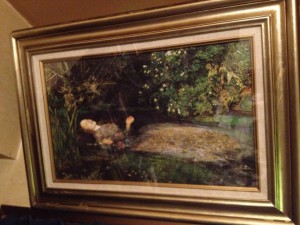 19世紀のイギリスの画家：ジョン・エヴァレット・ミレー（ミレイ）の複製画「オフィーリア」
